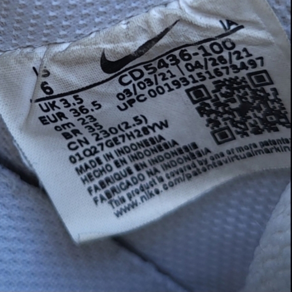 Nike Court Vision White Leather Mid Top Athletic Tennis Shoe Sneaker Women 6 - Picture 8 of 11